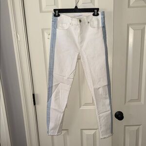 LOFT White Jeans with Light Blue Side Panels